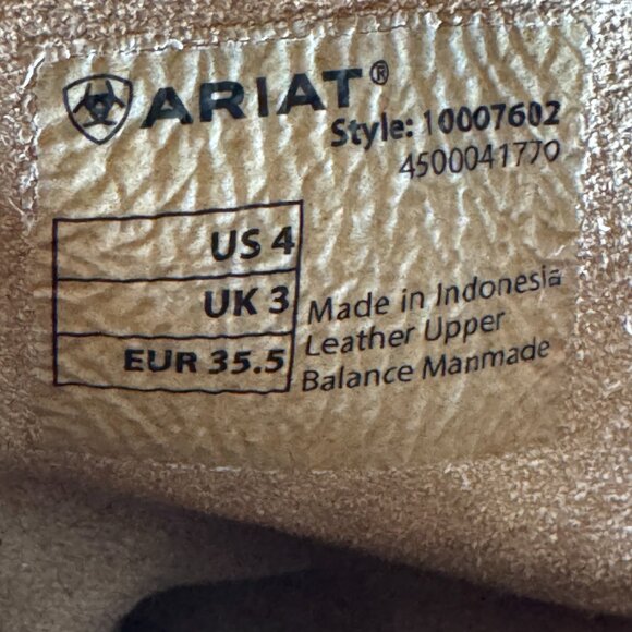 Ariat Rambler Cowboy Boots Youth Sz 4 Brown Distressed Square Toe - Picture 10 of 10